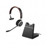 Jabra Evolve 65 SE UC Monaural Wireless Headset Link380 USB-A Adapter + Charging Stand 6593-833-499 JAB02640