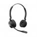 The photograph shows a sleek and modern Jabra Engage 55 wireless headset, designed to provide crystal clear audio and ultimate comfort. Its on-ear style and DECT technology ensure a seamless and reliable connection while the replaceable headset ensures long-lasting use.