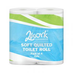 2Work Luxury Quilted Toilet Roll 2-Ply 200 Sheets (Pack of 40) JAN03090 JAN03090