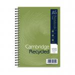 Cambridge Ruled Recycled Wirebound Notebook 100 Pages A5 (5 Pack) 400020509 JD01402