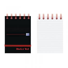 Black n Red Wirebound Ruled Elasticated Notepad 140 Pages A7 (Pack of 5) 400050435 JD02290