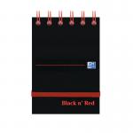 Black n Red Wirebound Ruled Elasticated Notepad 140 Pages A7 (Pack of 5) 400050435 JD02290