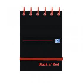 Black n Red Wirebound Ruled Elasticated Notepad 140 Pages A7 (Pack of 5) 400050435 JD02290