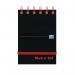 Black n Red Wirebound Ruled Elasticated Notepad 140 Pages A7 (Pack of 5) 400050435 JD02290