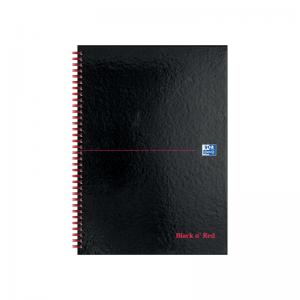 Oxford Black N Red Hardback Wirebound Notebook 140 Pages A4 Pack of 2