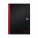 Black n Red Casebound Hardback Notebook Ruled 192 Pages A4 (Pack of 5) Plus 2 FOC 400116295 JD44264