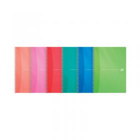 Oxford PP Transparent Wirebound Notebook A4 Assorted (Pack of 5) 100104241 JD66618