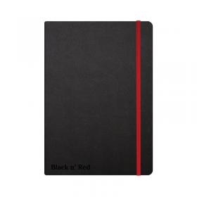 Black n Red Casebound Hardback Notebook Ruled A5 Black 400033673 JD812001