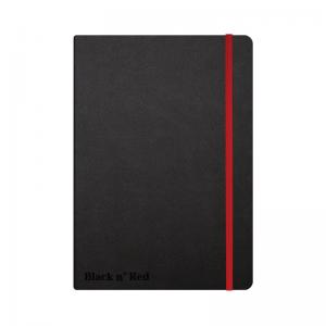 Black n Red Casebound Hardback Notebook Ruled A5 Black 400033673