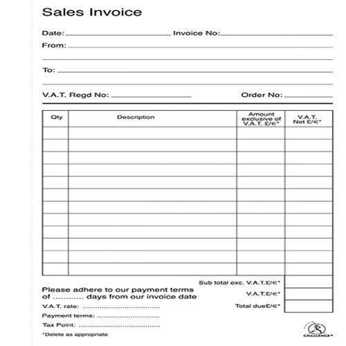 Challenge Duplicate Invoice Single VAT Column Book 100 Sets JDB63054