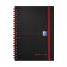 The picture shows a pack of 5 Black n Red wirebound notebooks, each with 140 ruled pages and made of sturdy polypropylene material. The books are A5 size and feature the iconic Black n Red design in black and red colors. Perfect for keeping notes and staying organized.