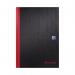 This picture features five Black n Red A-Z Casebound Hardback Notebooks in A4 size. The sleek black covers are accented with a bold red stripe and signature logo. Each notebook contains high-quality, lined pages for easy note-taking and organization.