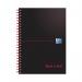 In the photograph, there are 10 black and red books stacked neatly on top of each other. The titles on the spines read Black n Red Wirebound Notebook with 100 pages each. The books are A5 in size and have a sleek and professional appearance.