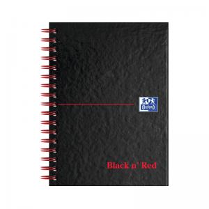 Black n Red Wirebound Hardback Ruled Notebook A6 Pack of 5 100080448