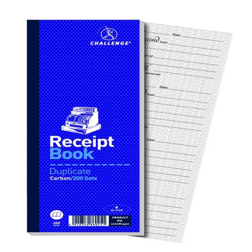 Challenge Duplicate Receipt Book 200 Sets 241x92mm (Pack JDD86045