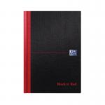 The picture shows a pack of 5 Black n Red casebound hardback notebooks. The A5 notebooks have 192 pages each and are black and red in color. The books are neatly stacked on top of each other, ready to be used for note-taking or journaling. The sleek design and durable binding make these notebooks a perfect addition to any stationary collection.