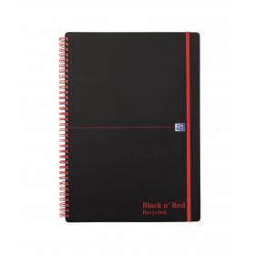Black n Red Wirebound Recycled Polypropylene Notebook 140 Pages A4 (Pack of 5) 100080167 JDE67024