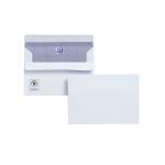 This photograph features Plus Fabric C6 Envelopes, specifically the wallet-style self-sealing option in 120gsm white. The pack contains 500 envelopes. The envelopes are neatly stacked in a box, with a crisp and professional aesthetic. The envelopes are made from high-quality materials, making them durable and suitable for a variety of applications.