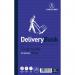 The photo is a close-up of a carbonless duplicate delivery book. The book is 210x130mm in size and contains 100 sets. The cover is made of a sturdy material and the pages inside are neatly organized with section headings. The book also features triplicate challenge pages, making it perfect for tracking and documenting orders and deliveries.