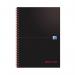 The photograph features a group of black and red books, titled Black n Red, sitting next to a stack of wirebound notebooks. The notebooks have 100 pages each and are in A4 size. The books and notebooks are neatly organized, with a sleek and professional design.