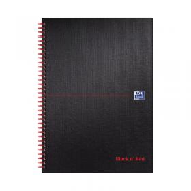 Black n Red Wirebound Ruled Hardback Notebook 140 Pages A4 (Pack of 5) 100080173 JDF96645