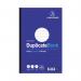 The picture shows a pack of 3 challenge duplicate and triplicate books, each containing 100 sets. The books have ruled carbonless pages for easy writing, and measure 297x195mm. Perfect for keeping track of duplicates and triplicates with neat, organized writing.