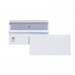 This image features a pack of 250 Plus Fabric DL Envelopes. They are white in color with a self-seal design and have a weight of 120gsm. These envelopes are in a wallet style and are perfect for any mailing or storage needs.