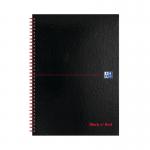 The picture shows a pack of five Black n Red wirebound A-Z hardback notebooks. The notebooks are A4 size and have a black and red cover design.