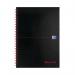 The picture shows a pack of five Black n Red wirebound A-Z hardback notebooks. The notebooks are A4 size and have a black and red cover design.