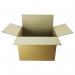 The photograph showcases a stack of Jiffy packing boxes, each measuring 610x457x457mm and featuring double wall corrugation for added strength and protection. The boxes are a rich shade of brown and are ready to be used for dispatch or storage purposes.