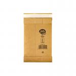 The picture shows a pack of 200 Jiffy Eco Padded Envelopes in size 0, measuring 135x229mm. The envelopes are in a shiny gold color and are padded for protection. The pack has the Jiffy logo and product name printed on it.