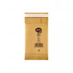 This photograph features a stack of 200 Jiffy Eco Padded Envelopes, size 00, measuring 105x229mm. The envelopes are a shiny gold color and have a padded design for added protection. They are labeled with the brand name Jiffy and the product type JPB-00 JFP00.