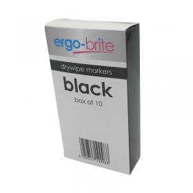 Ergo-Brite Drywipe Marker Rubber Grip Black (Pack of 10) JN10098 JN10098