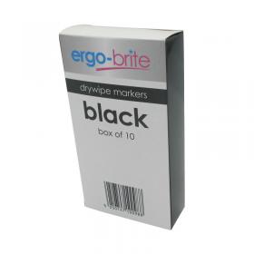 5 Star Ergo-Brite Drywipe Marker Rubber Grip Black (Pack of 10) JN10098 JN10098