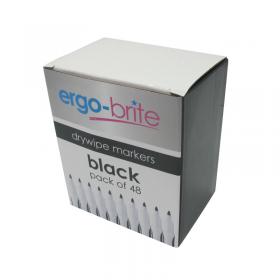 Ergo-Brite Drywipe Marker Rubber Grip Black (Pack of 48) JN10110 JN10110