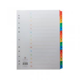 Concord Index 1-15 A4 White with Multicoloured Mylar Tabs 01601CS16 JT01601