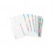 The photo shows a set of monthly dividers made by Concord. Each divider is white with multicolored tabs for easy organization. The tabs are labeled with the months from January to December. The A4 size is perfect for standard documents.