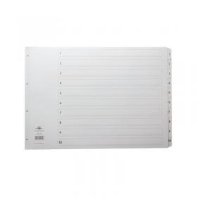 Concord Index 1-10 A3 White Board with Clear Mylar Tabs 04601/CS46 JT04601