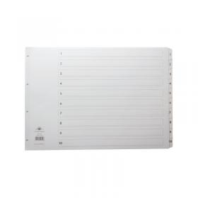 Concord Index 1-10 A3 White Board with Clear Mylar Tabs 04601CS46 JT04601