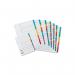 This image shows a set of Concord Numbered Dividers, specifically designed for A4 sized documents. Each divider is white with multicoloured Mylar tabs, numbered from 1 to 50. The tabs are clearly visible, making it easy to quickly locate a specific section within the document.