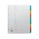This photograph features a set of Concord monthly dividers with multicolored tabs for the months of January to December. The A4 size and extra wide design make it a versatile addition to any organizational system. The vibrant colors add a touch of fun to any workspace.