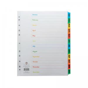 Concord Index Jan-Dec A4 Extra Wide Multicoloured Tabs 07901CS79