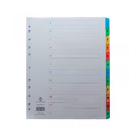 Concord Index 1-12 A4 Extra Wide Multicoloured Mylar Tabs 09801/CS98 JT09801