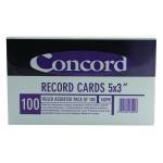 Concord Record Card Ruled 127 x 76mm Assorted (Pack of 100) 16099 JT16099