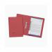 This picture shows a pack of 25 red Exacompta Guildhall Transfer Files. These files are made of 285gsm paper and are designed for Foolscap sized documents. They feature a pocket transfer system and are perfect for organizing and storing important papers.