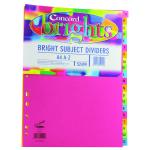Concord Index A-Z 20-Part A4 160gsm Bright Assorted (Pack of 10) 52499 JT52499