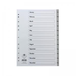 Concord 12-Part January-December Index Polypropylene A4 Grey 63005