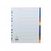 This image shows a set of Concord Extra Wide Dividers, specifically the 10-Part Extra Wide Index version made from durable polypropylene. The vivid multicoloured tabs are designed to fit A4 sized documents and the product code is 66199.