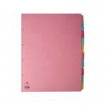 This photo shows 10 A3 sized Concord dividers arranged in portrait orientation, in pastel colors. The dividers are labeled with numbers and have a smooth, glossy finish. Each divider has a reinforced binding edge for durability. Perfect for organizing documents and papers in a stylish way.