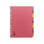 The picture shows a colorful set of Concord Dividers & Indexes. There are 15 parts, each on a separate A4 sheet and made of sturdy 160gsm cardstock. The vibrant hues of these dividers make them easy to spot and organize documents.